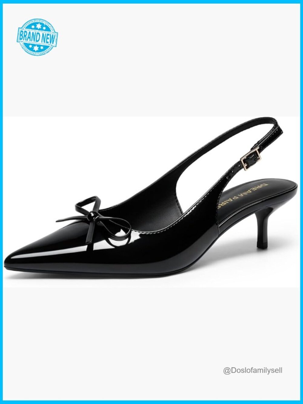 Chic Slingback Kitten Heels Pointed Toe Bow Dress Shoes Comfortable Wedding